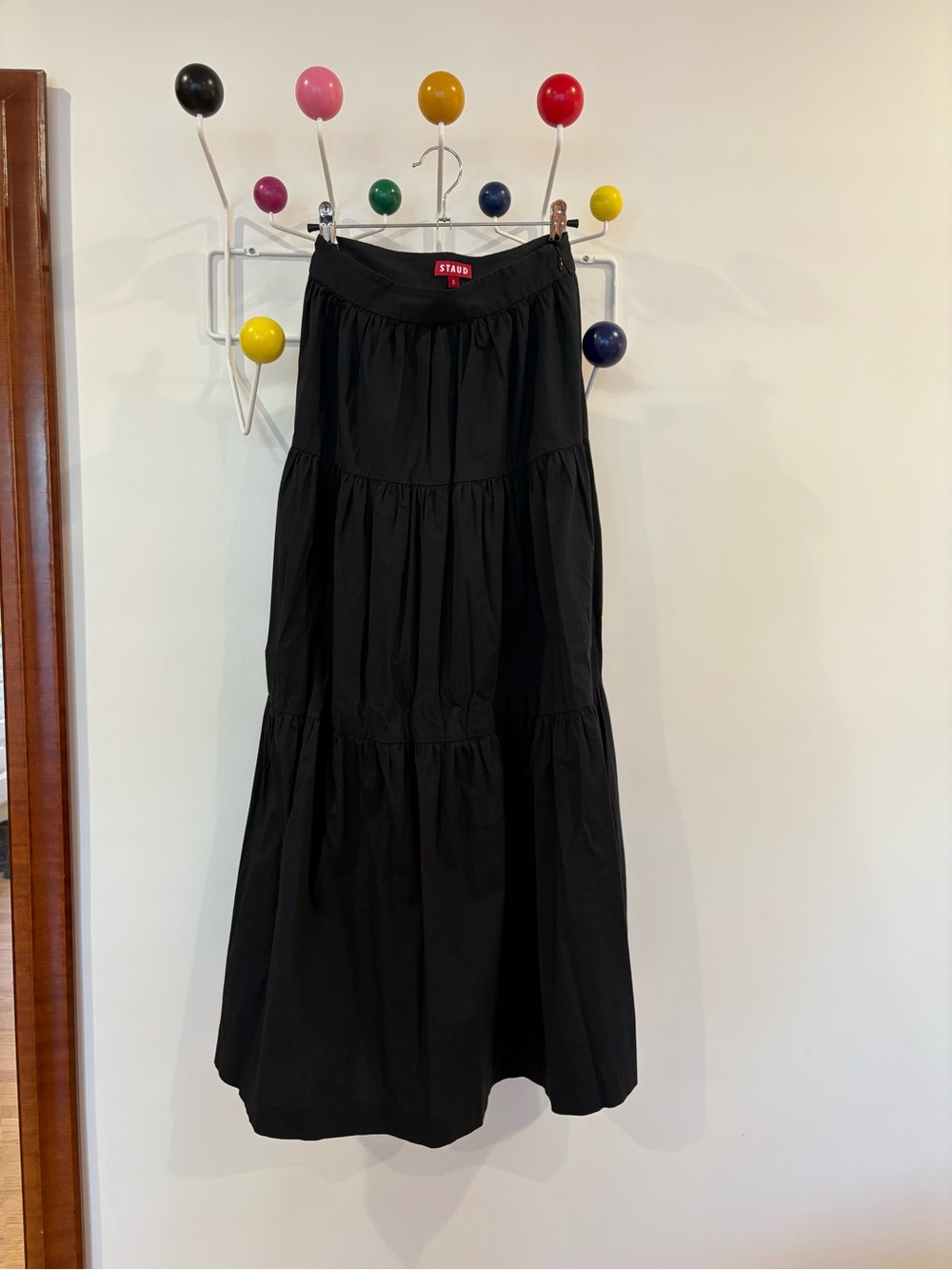 Staud Tiered Black Long Skirt Size 0